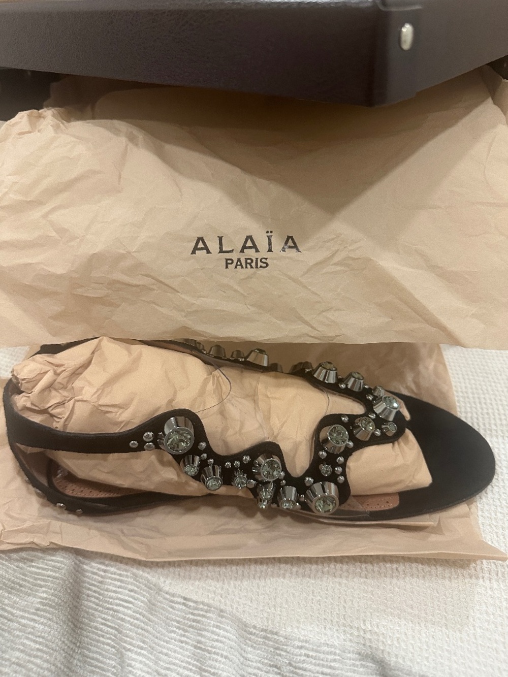 Alaia black sandals new in box